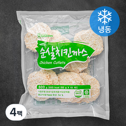 상신 순살 치킨까스 10장 (냉동), 600g, 4팩