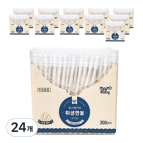 맘스베이비 유아용 위생 면봉, 300개입, 24개