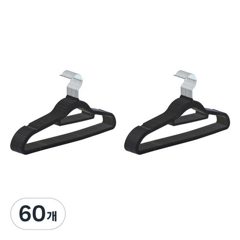 제이밀 논슬립 벨벳 옷걸이, 블랙, 60개