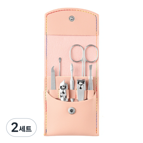 타니 똑딱이 포켓 손톱깍이 세트, 핑크, 2세트