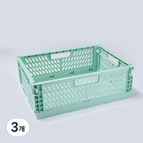 다용도 수납 정리함 폴딩 박스 XL, 민트, 3개