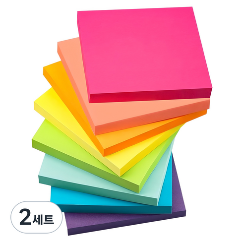 동아피엠에스 형광 점착 메모 패드 8색 400p 세트 76 x 76 mm, 혼합색상, 2세트