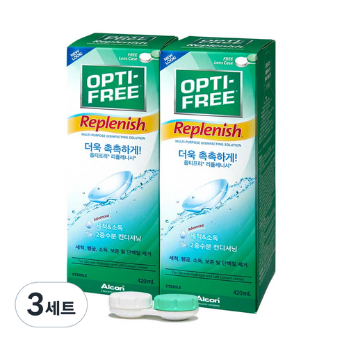 옵티프리 리플레니시 렌즈세정액 420ml x 2p + 렌즈케이스, 3세트