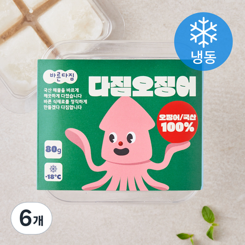 바른다짐 다짐오징어 (냉동), 6개, 80g