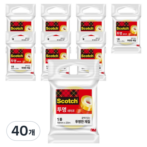 스카치 투명 테이프 550 리필 18mm x 20m, 40개