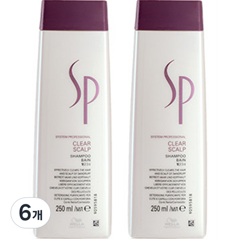 웰라 SP 클리어 스캘프 샴푸, 6개, 250ml
