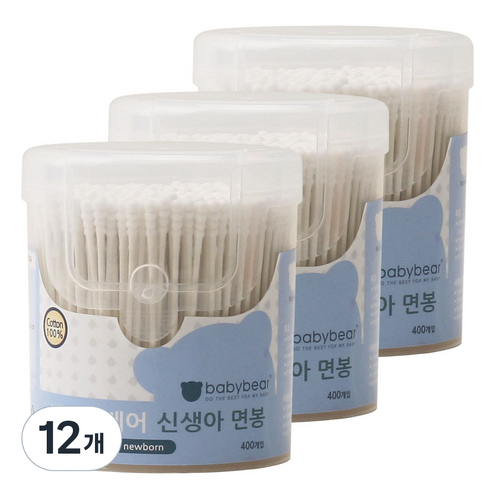 베이비베어 신생아 면봉, 12개, 400개입