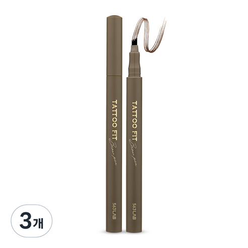 563랩 타투핏 브로우펜 0.9g, 02 다크브라운, 3개