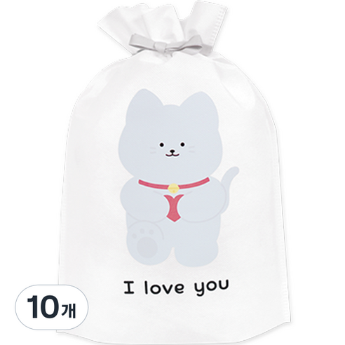 도나앤데코 회색고양이의 사랑해요 선물 포장 주머니 부직포백 3호 26 x 36 cm, 003 걷는 고양이, 10개