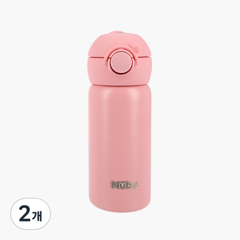 누비 스텐 원터치 물병2 300ml, 로지핑크, 2개