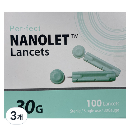 동방 나노렛 란셋 일회용 수동 랜싯 채혈침 30G, 100개입, 3개