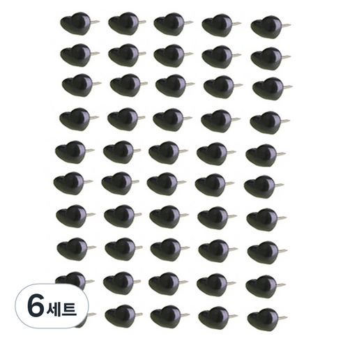 문구담 귀여운 하트모양 압정 블랙, 50개입, 6세트