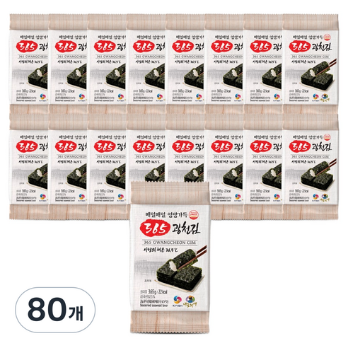 내포천애 365 광천김 재래도시락김, 3.65g, 80개