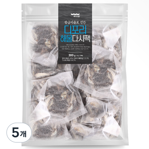 바다원 디포리 해물 다시팩 20p, 300g, 5개