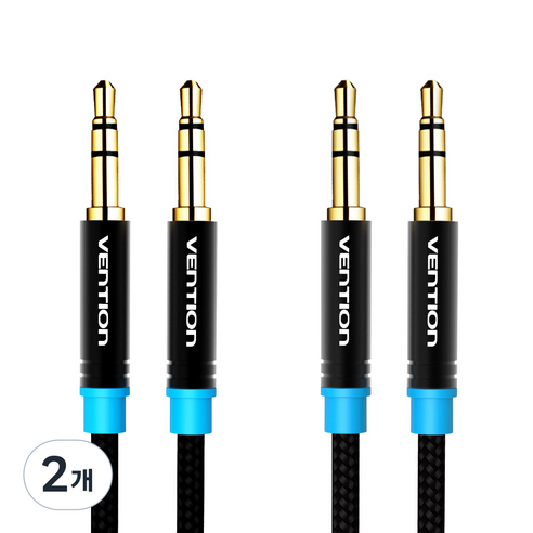 벤션 무산소 3.5mm 스테레오 고급형 AUX 케이블 0.5m 2p, 혼합색상, 2개