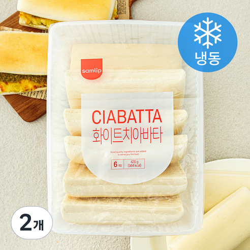 삼립 화이트 치아바타 6개입 (냉동), 420g, 2개