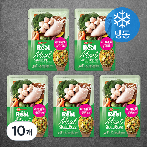 하림펫푸드 전연령 강아지 더리얼 밀 그레인프리 화식사료, 닭, 60g, 10개