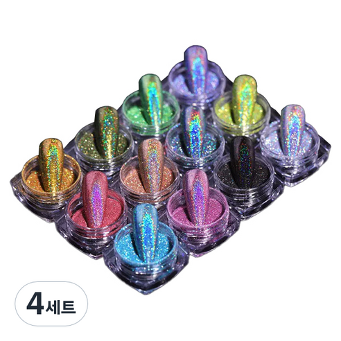 레이저 미러파우더 12종 세트, 4세트, 혼합색상
