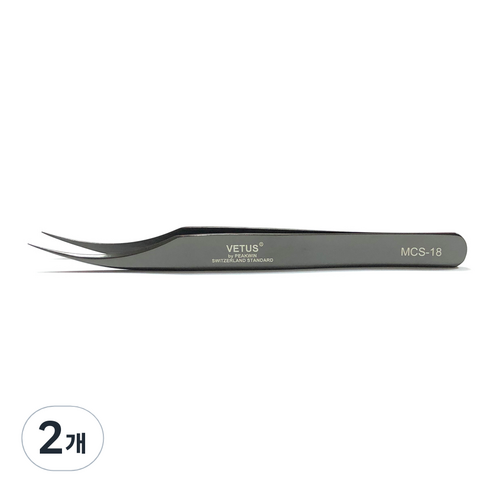 비투스 속눈썹 핀셋 MCS-18, 블랙, 2개