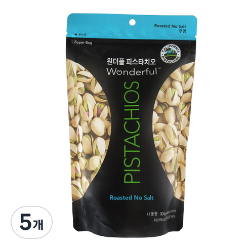 원더풀 피스타치오 무염, 300g, 5개