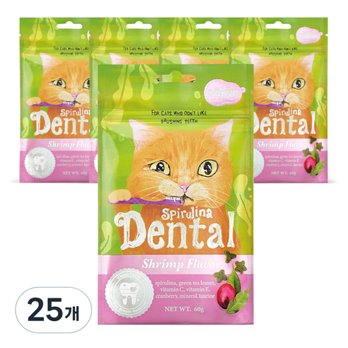캣템 스피루리나 고양이 덴탈 간식, 쉬림프, 60g, 25개