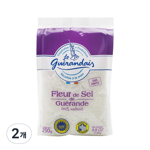 르게랑데 게랑드 플뢰르 드 셀 토판 천일염, 250g, 2개