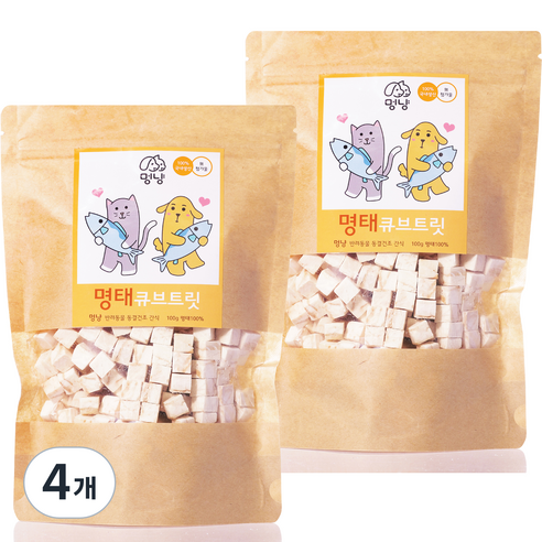 멍냥 반려동물 동결건조 큐브 트릿, 명태, 100g, 4개
