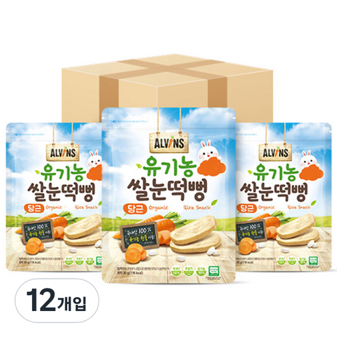 엘빈즈 유기농 쌀눈떡뻥, 당근, 12개입