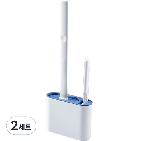 더자카 벽걸이형 욕실 변기솔 + 청소브러쉬 세트, 블루, 2세트