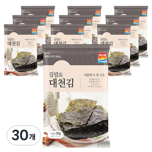 해의락 집밥&대천김 전장김, 20g, 30개