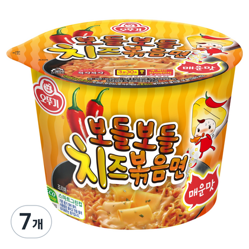 오뚜기 보들보들 치즈 볶음면 매운맛 용기 100g, 7개