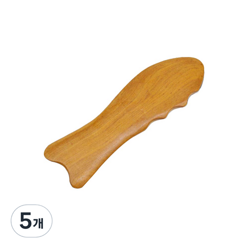 라이프포인트 괄사 지압 마사지기, 5개, 우드(물고기)