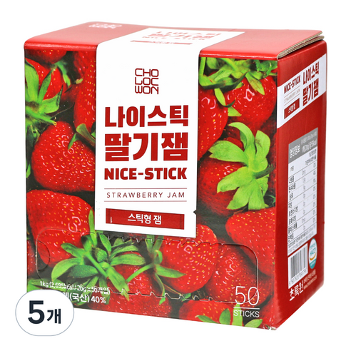 초록원 나이스틱 딸기잼 50p, 1kg, 5개