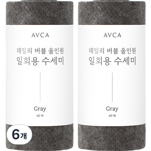 아브카 데일리 버블 올인원 일회용 수세미, 그레이, 60개, 6개