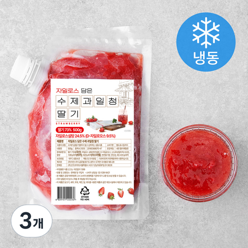 자일로스 담은 수제과일청 딸기 (냉동), 500g, 3개