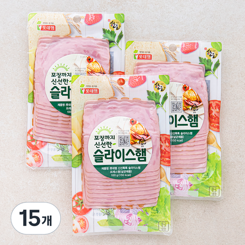 롯데햄 신선톡톡 슬라이스햄, 100g, 15개