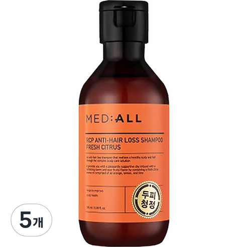 메디올 알시피 안티로스 두피청정 탈모완화 샴푸 시트러스, 100ml, 5개
