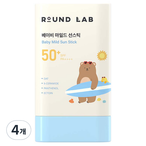 라운드랩 유아용 마일드 선스틱 SPF50+ PA++++, 21g, 4개