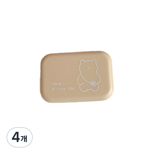 브랜드미 귀여운 곰 렌즈케이스, 카키베어, 4개