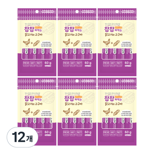 강아지 챱챱 짜먹는 습식간식, 닭고기 + 고구마 혼합맛, 60g, 12개