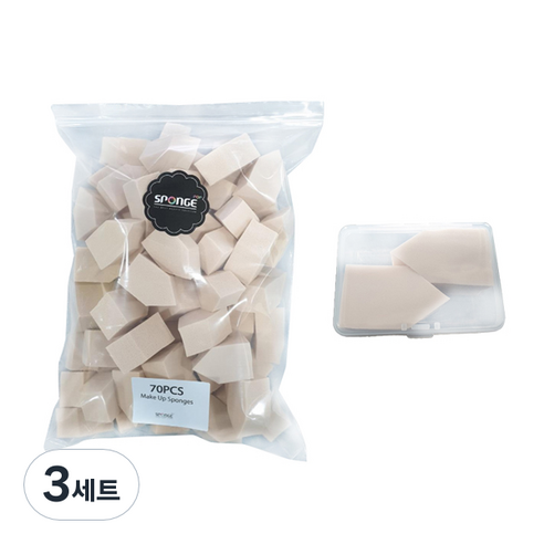 일회용 조각 퍼프 소 50p + 케이스 세트, 3세트