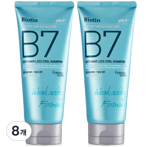 포레스트스토리 B7 약산성 쿨 탈모 샴푸, 8개, 200ml