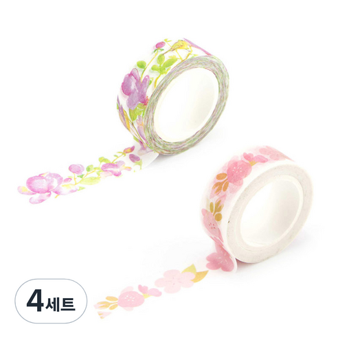 라이프포인트 내츄럴 일러스트 마스킹 테이프 08벚꽃 세트, 08벚꽃, 09신이, 4세트