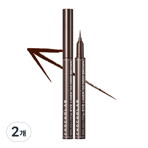 초초스랩 브러쉬 펜아이라이너 0.6ml, 2 딥 브라운, 2개