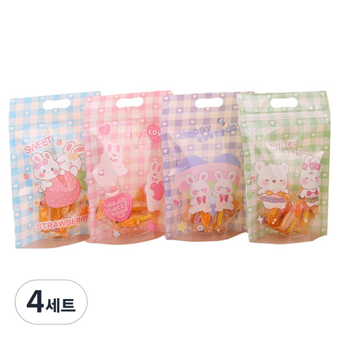 아트조이 구디백 스탠딩 지퍼백 간식봉투 4종 x 12p + 2p 랜덤발송 세트, 스윗 버니, 4세트