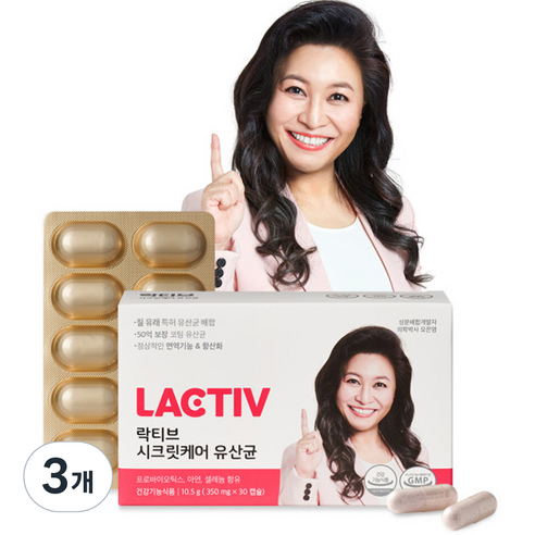 락티브 시크릿케어 유산균 10.5g, 30캡슐, 3개