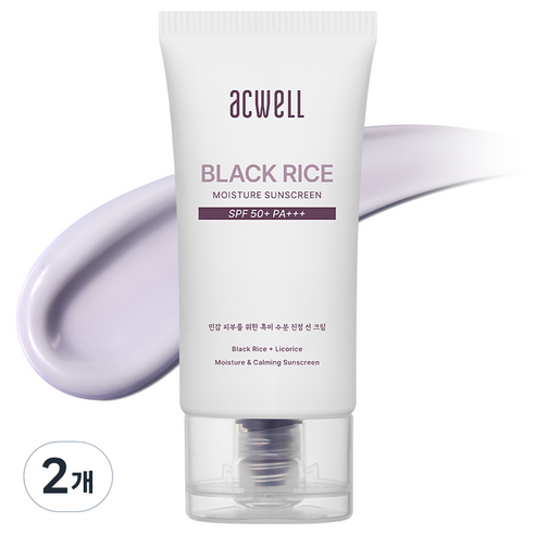 아크웰 흑미 수분 선크림 SPF50+ PA+++, 50ml, 2개