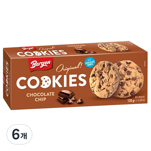 버겐 오리지날 초콜렛칩 쿠키, 130g, 6개