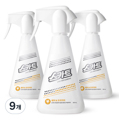 스카트 순하고 깨끗한 섬유탈취제 바질 앤 네롤리 본품, 380ml, 9개, 페어 앤 프리지아