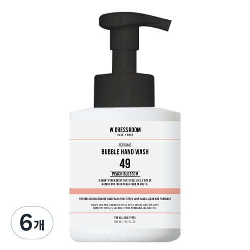 더블유드레스룸 퍼퓸 버블 핸드워시 No.49 피치블러썸, 300ml, 6개